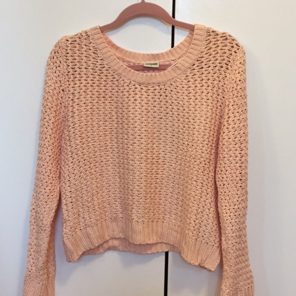 Pink loose knit sweater
